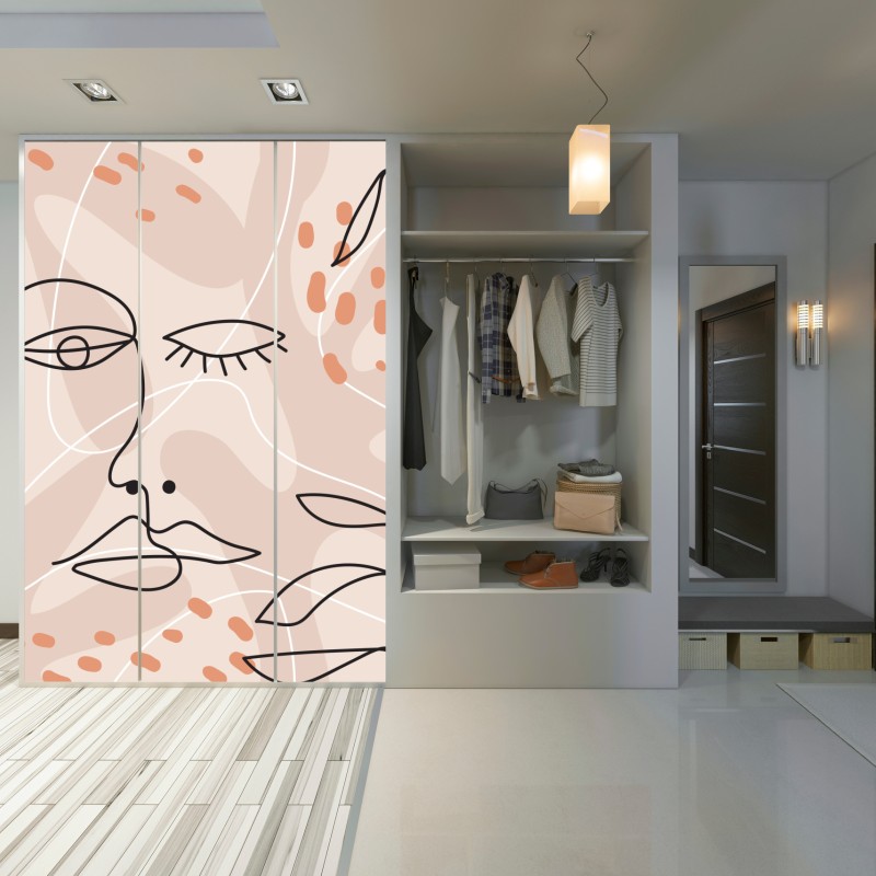 Schrankaufkleber pastell linienzeichnungen gesichter – Wallnifity® Schrankaufkleber pastell linienzeichnungen gesichter – Wallnifity®