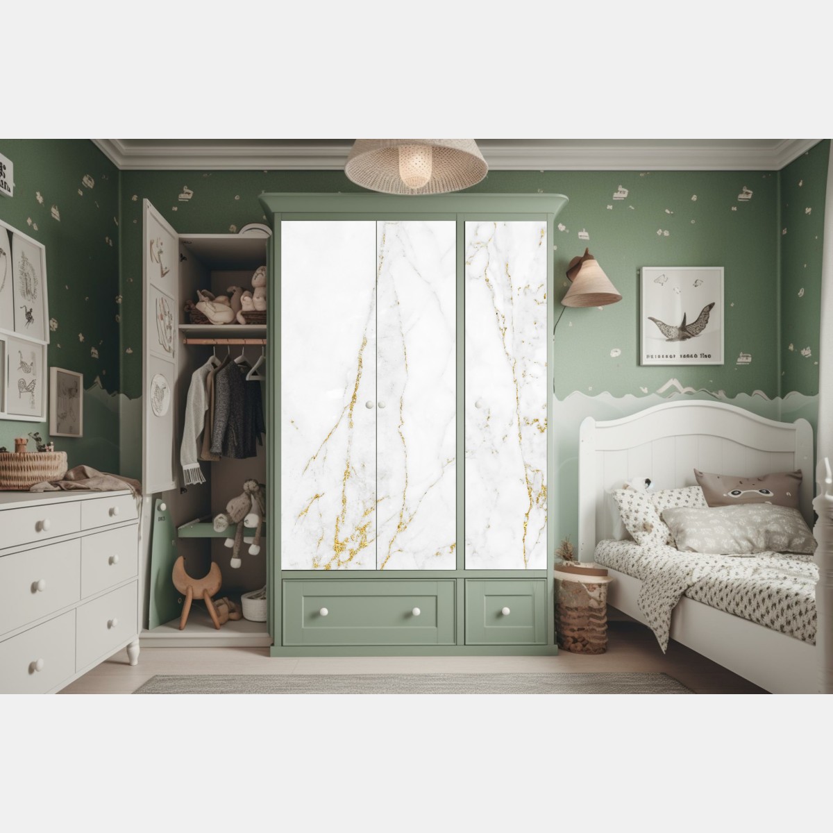 Schrankaufkleber weißer marmor mit goldenen adern – Wallnifity® Schrankaufkleber weißer marmor mit goldenen adern – Wallnifity®