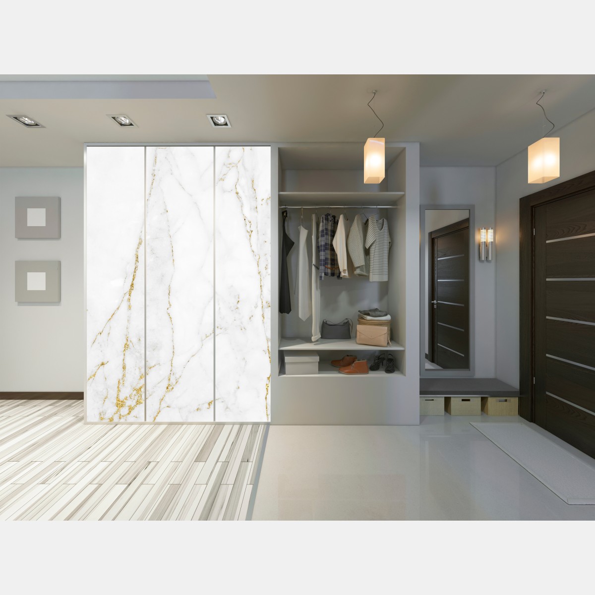 Schrankaufkleber weißer marmor mit goldenen adern – Wallnifity® Schrankaufkleber weißer marmor mit goldenen adern – Wallnifity®