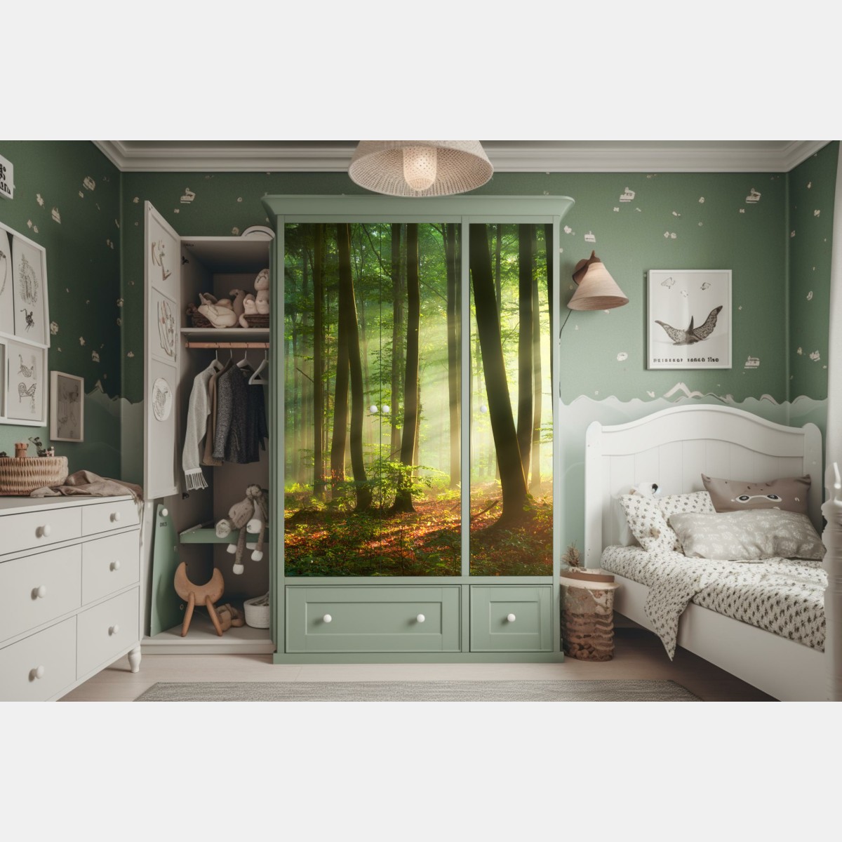 Schrankaufkleber sonnenbeschienener morgenwald – Wallnifity® Schrankaufkleber sonnenbeschienener morgenwald – Wallnifity®