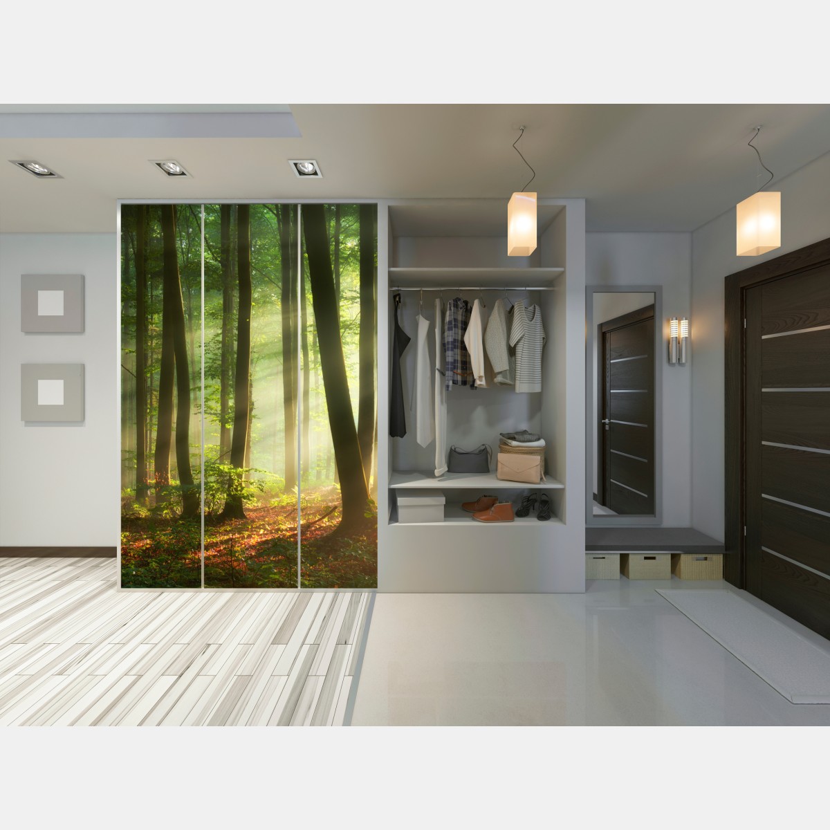 Schrankaufkleber sonnenbeschienener morgenwald – Wallnifity® Schrankaufkleber sonnenbeschienener morgenwald – Wallnifity®