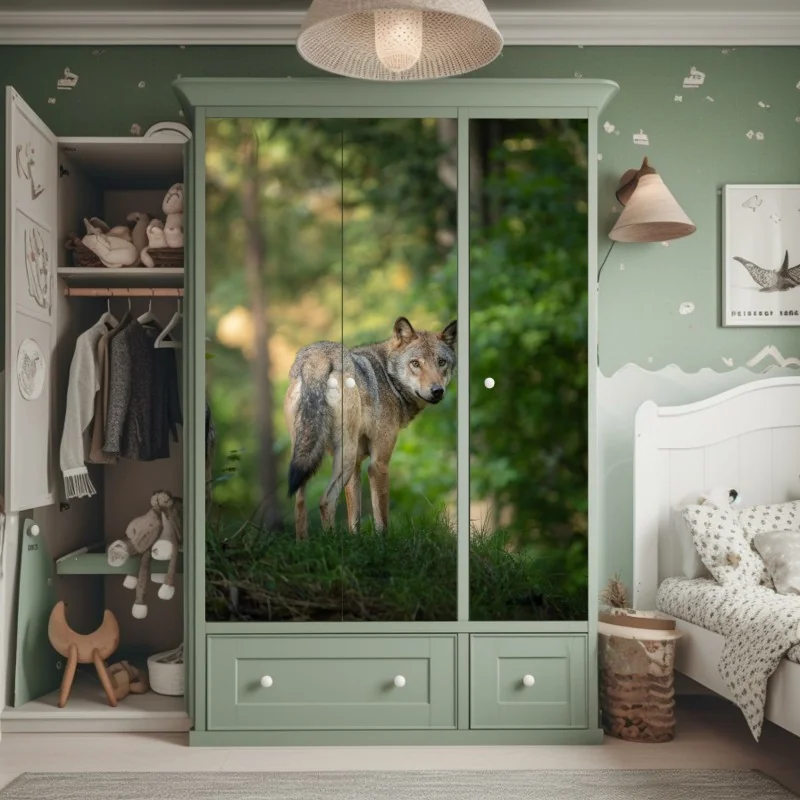 Schrankaufkleber wolf auf der lichtung im wald – Wallnifity® Schrankaufkleber wolf auf der lichtung im wald – Wallnifity®