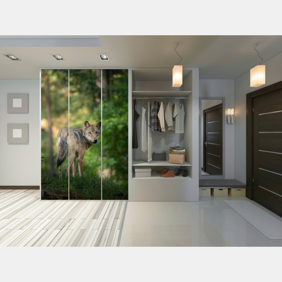 Schrankaufkleber wolf auf der lichtung im wald – Wallnifity® Schrankaufkleber wolf auf der lichtung im wald – Wallnifity®