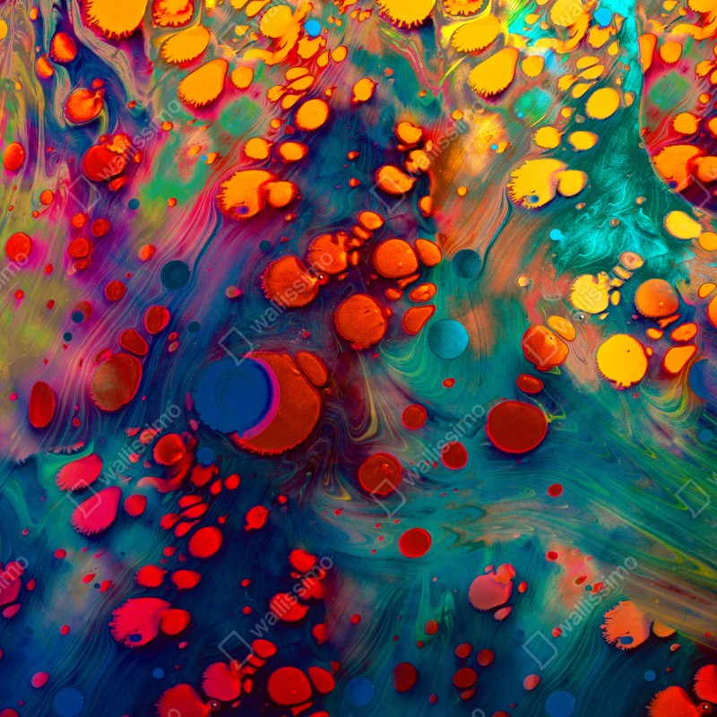 Schrankaufkleber lebendige türkis-orange marmorierte kunst – Wallnifity®