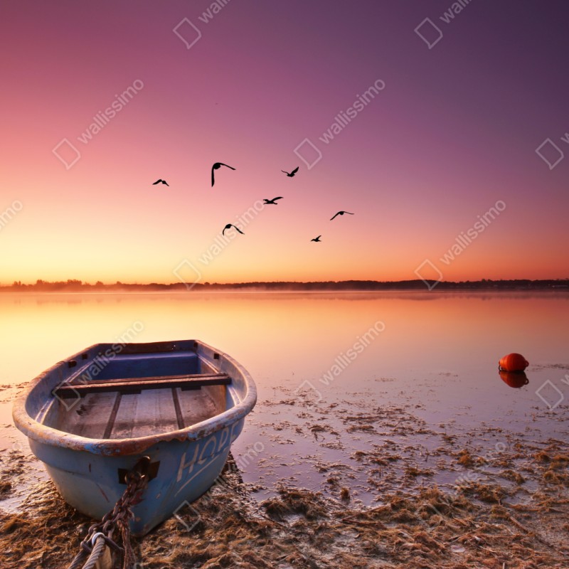 Schrankaufkleber friedliche bootsstimmung im abendlicht – Wallnifity® Schrankaufkleber friedliche bootsstimmung im abendlicht – Wallnifity®