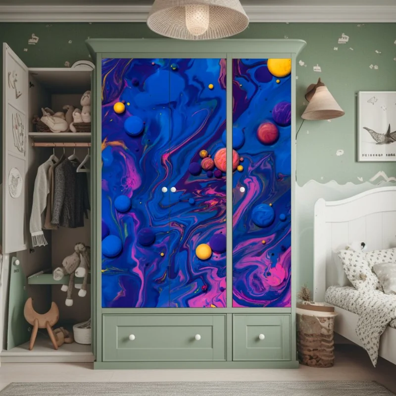 Schrankaufkleber monochromes tropisches blattmuster – Wallnifity®