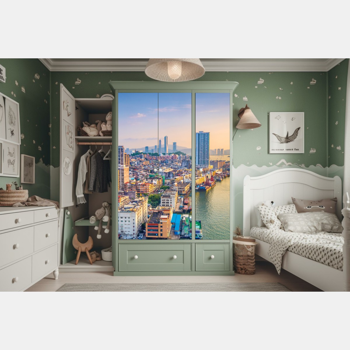 Schrankaufkleber Macau skyline bei sonnenuntergang – Wallnifity® Schrankaufkleber Macau skyline bei sonnenuntergang – Wallnifity®