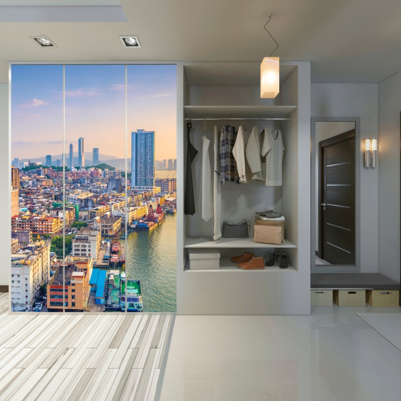 Schrankaufkleber Macau skyline bei sonnenuntergang – Wallnifity® Schrankaufkleber Macau skyline bei sonnenuntergang – Wallnifity®