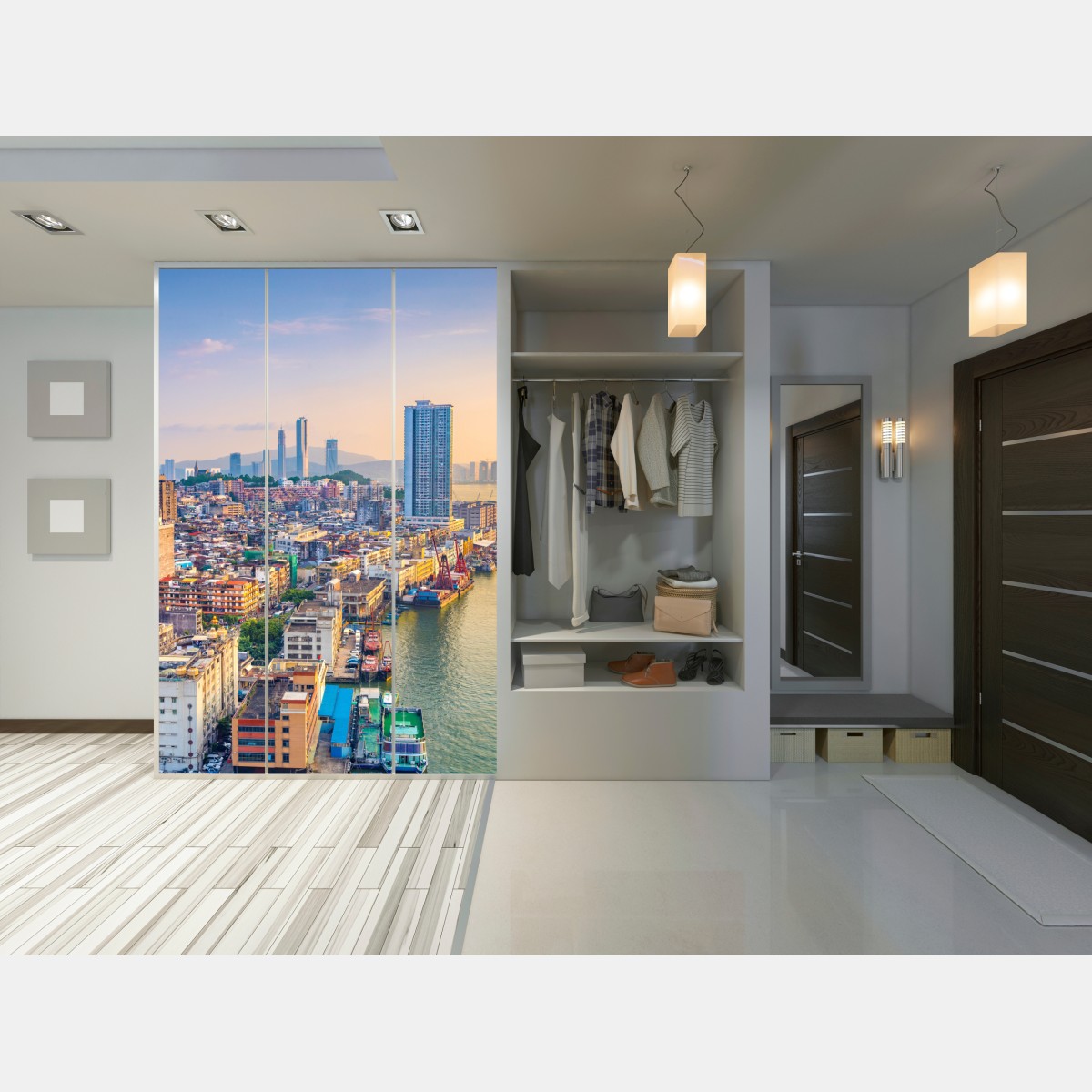 Schrankaufkleber Macau skyline bei sonnenuntergang – Wallnifity® Schrankaufkleber Macau skyline bei sonnenuntergang – Wallnifity®