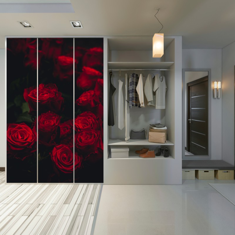 Schrankaufkleber dunkler rosenstrauß – Wallnifity®