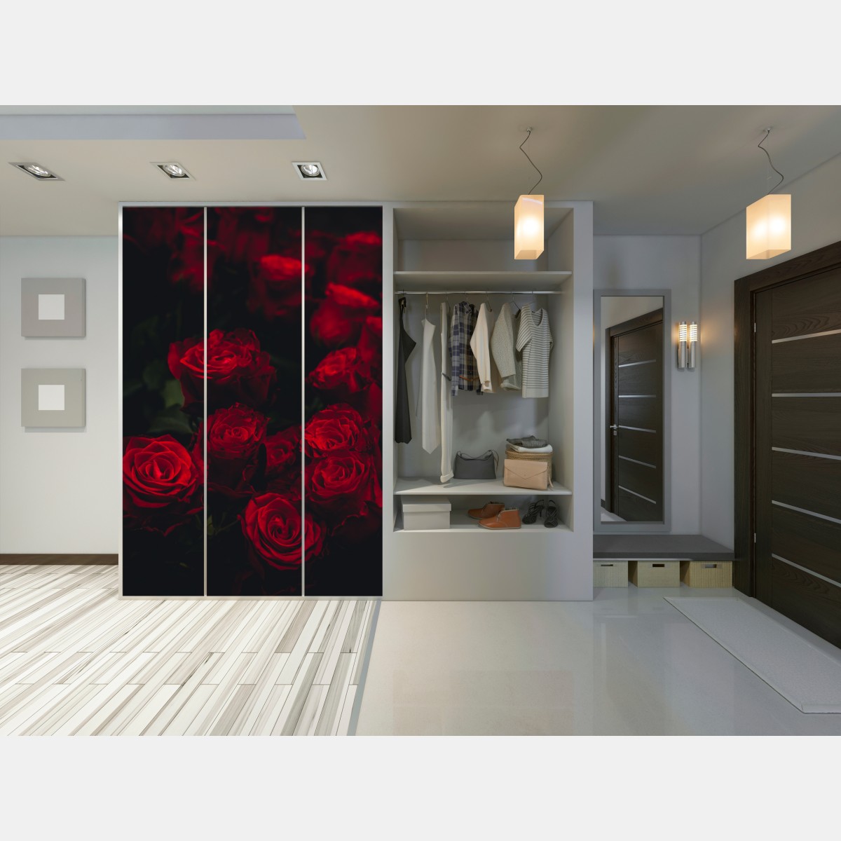 Schrankaufkleber dunkler rosenstrauß – Wallnifity®