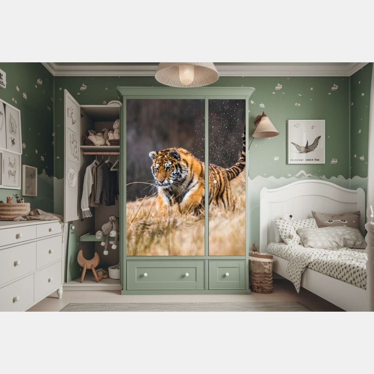 Schrankaufkleber sibirischer tiger in bewegung – Wallnifity® Schrankaufkleber sibirischer tiger in bewegung – Wallnifity®