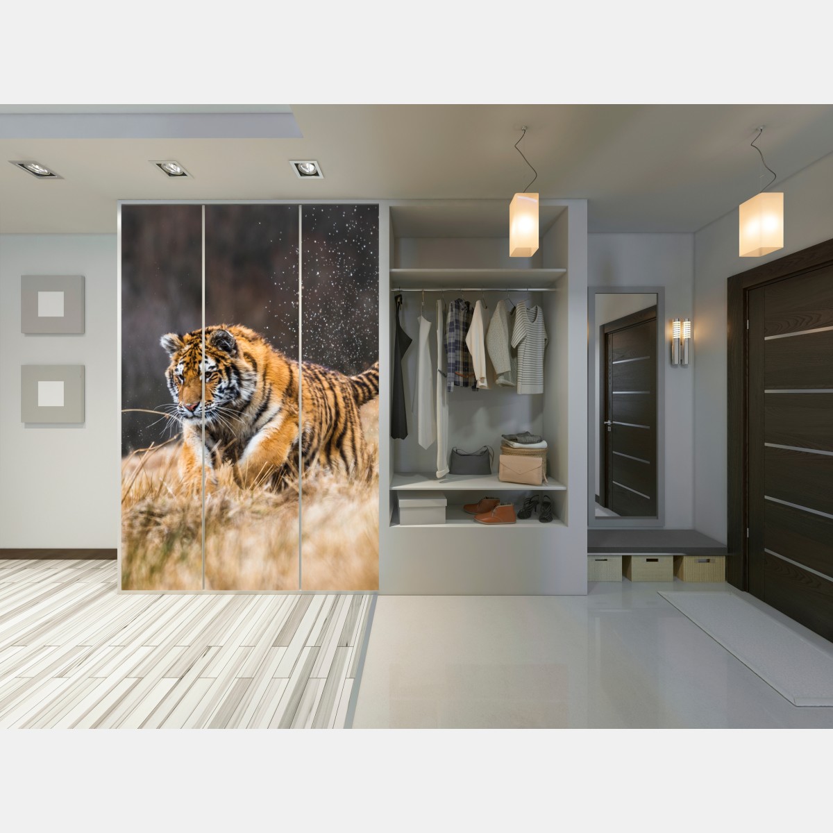 Schrankaufkleber sibirischer tiger in bewegung – Wallnifity® Schrankaufkleber sibirischer tiger in bewegung – Wallnifity®