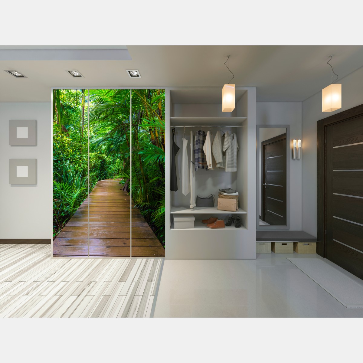 Schrankaufkleber mangrovensteg durch üppigen grünen dschungel – Wallnifity® Schrankaufkleber mangrovensteg durch üppigen grünen dschungel – Wallnifity®