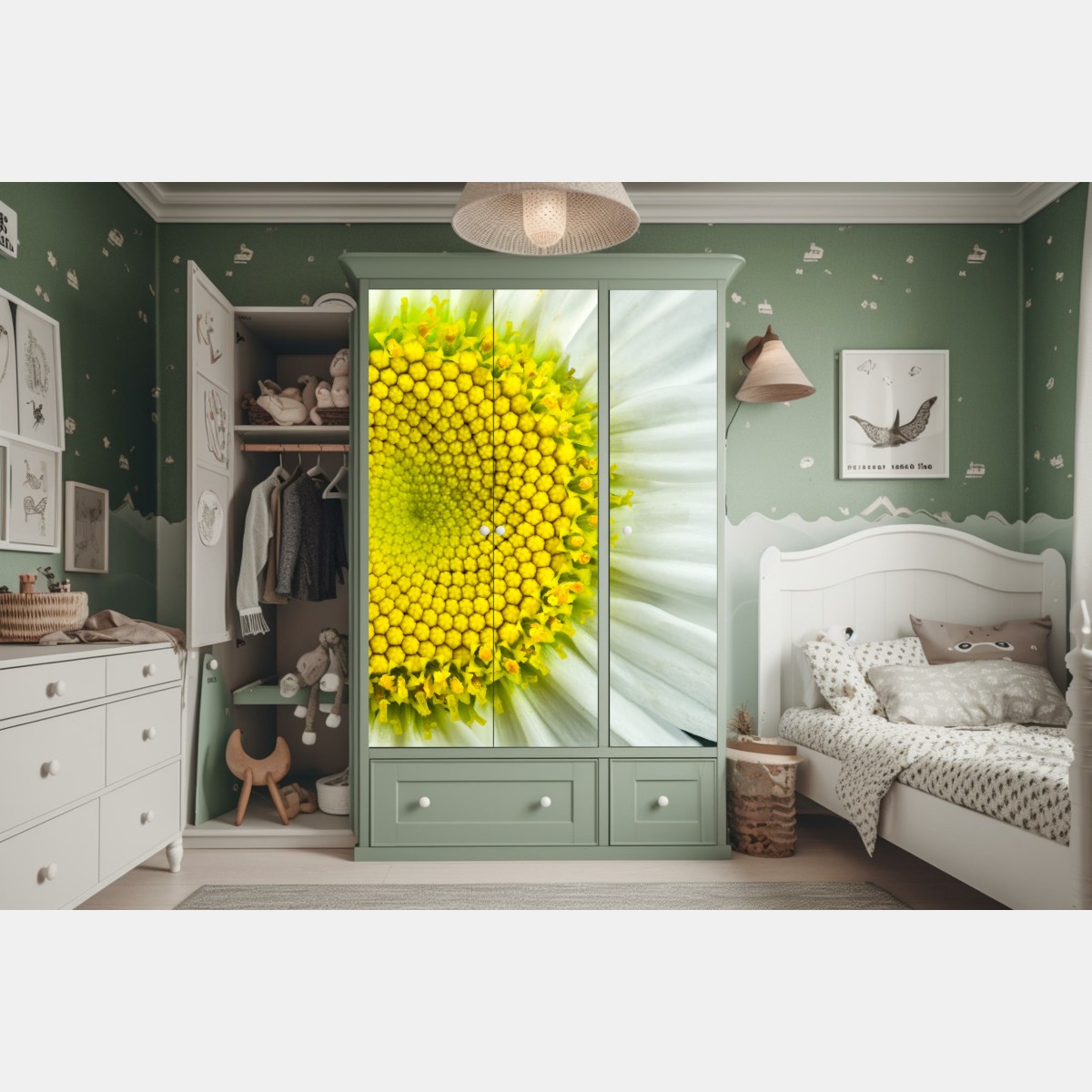 Schrankaufkleber makro gänseblümchen spiralmuster – Wallnifity® Schrankaufkleber makro gänseblümchen spiralmuster – Wallnifity®