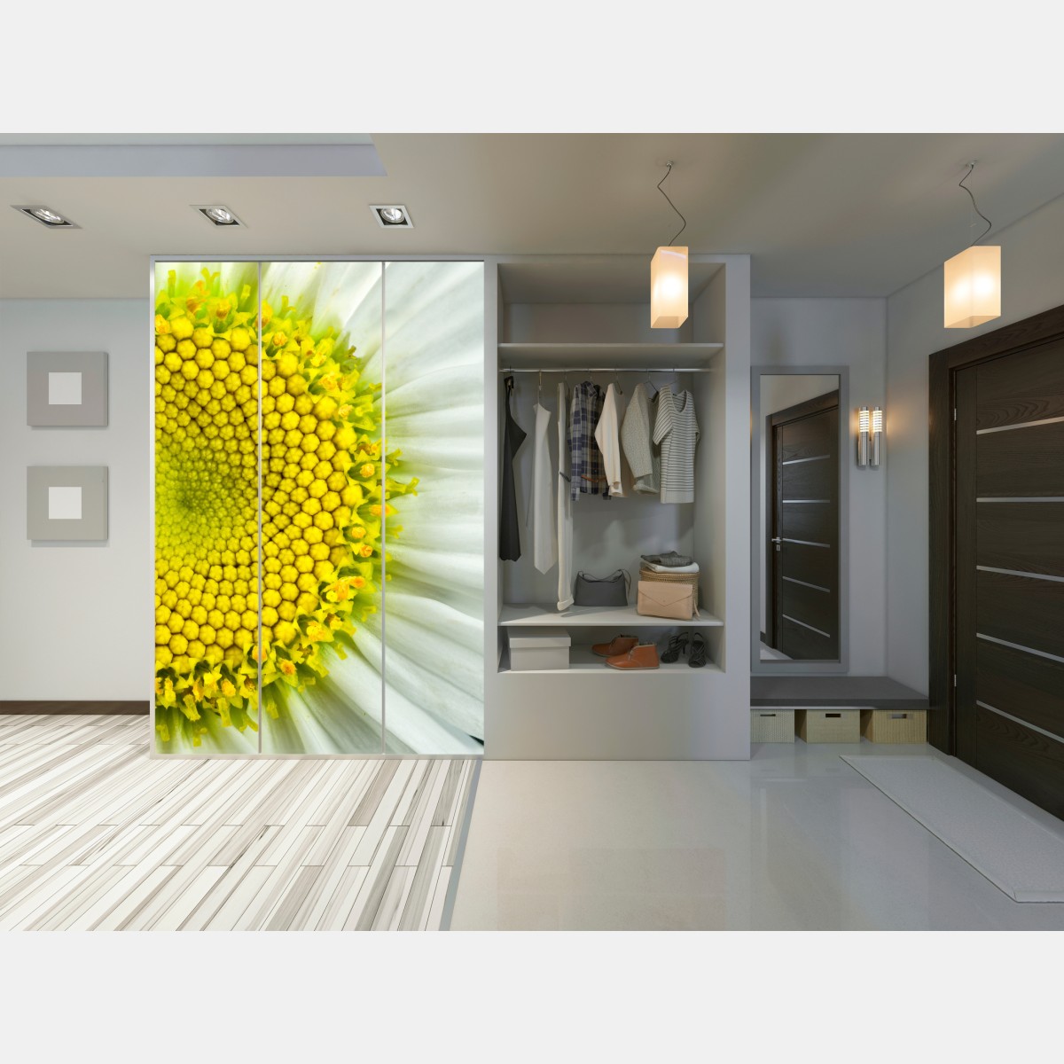 Schrankaufkleber makro gänseblümchen spiralmuster – Wallnifity® Schrankaufkleber makro gänseblümchen spiralmuster – Wallnifity®