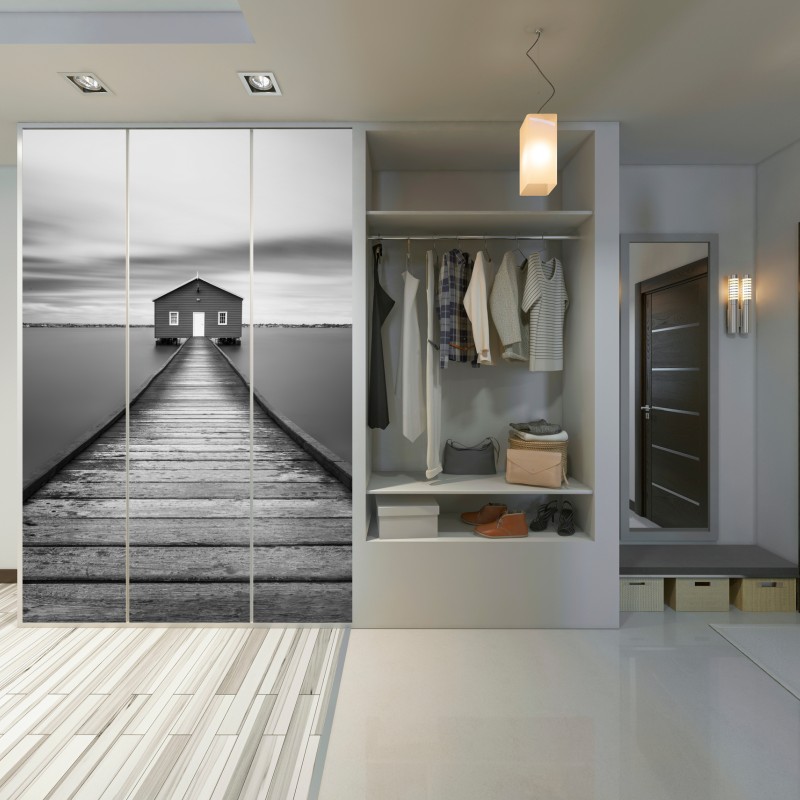 Schrankaufkleber einsames bootshaus am ruhigen steg – Wallnifity® Schrankaufkleber einsames bootshaus am ruhigen steg – Wallnifity®
