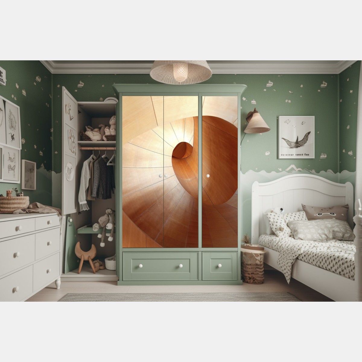 Schrankaufkleber warme holzspirale – Wallnifity® Schrankaufkleber warme holzspirale – Wallnifity®