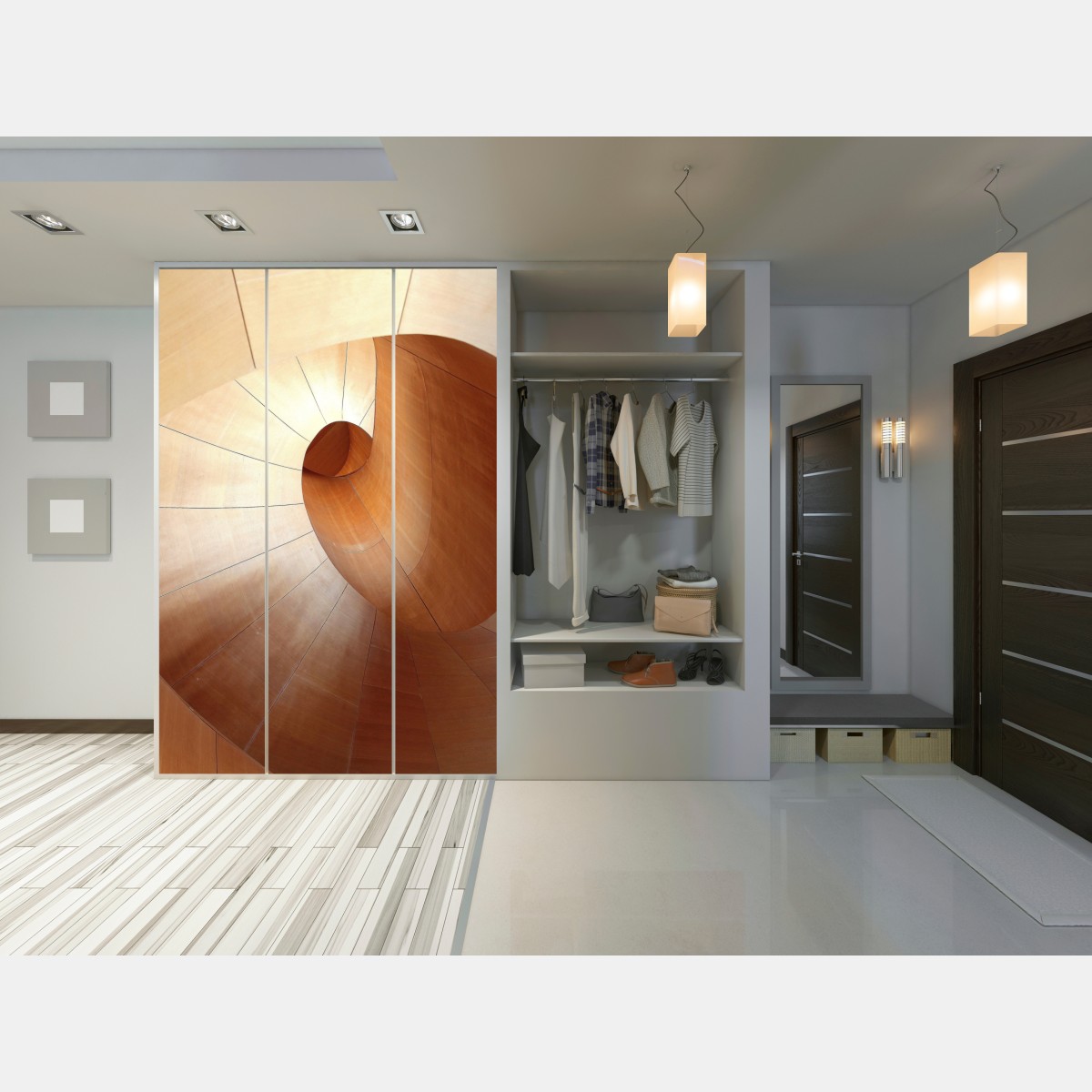 Schrankaufkleber warme holzspirale – Wallnifity® Schrankaufkleber warme holzspirale – Wallnifity®