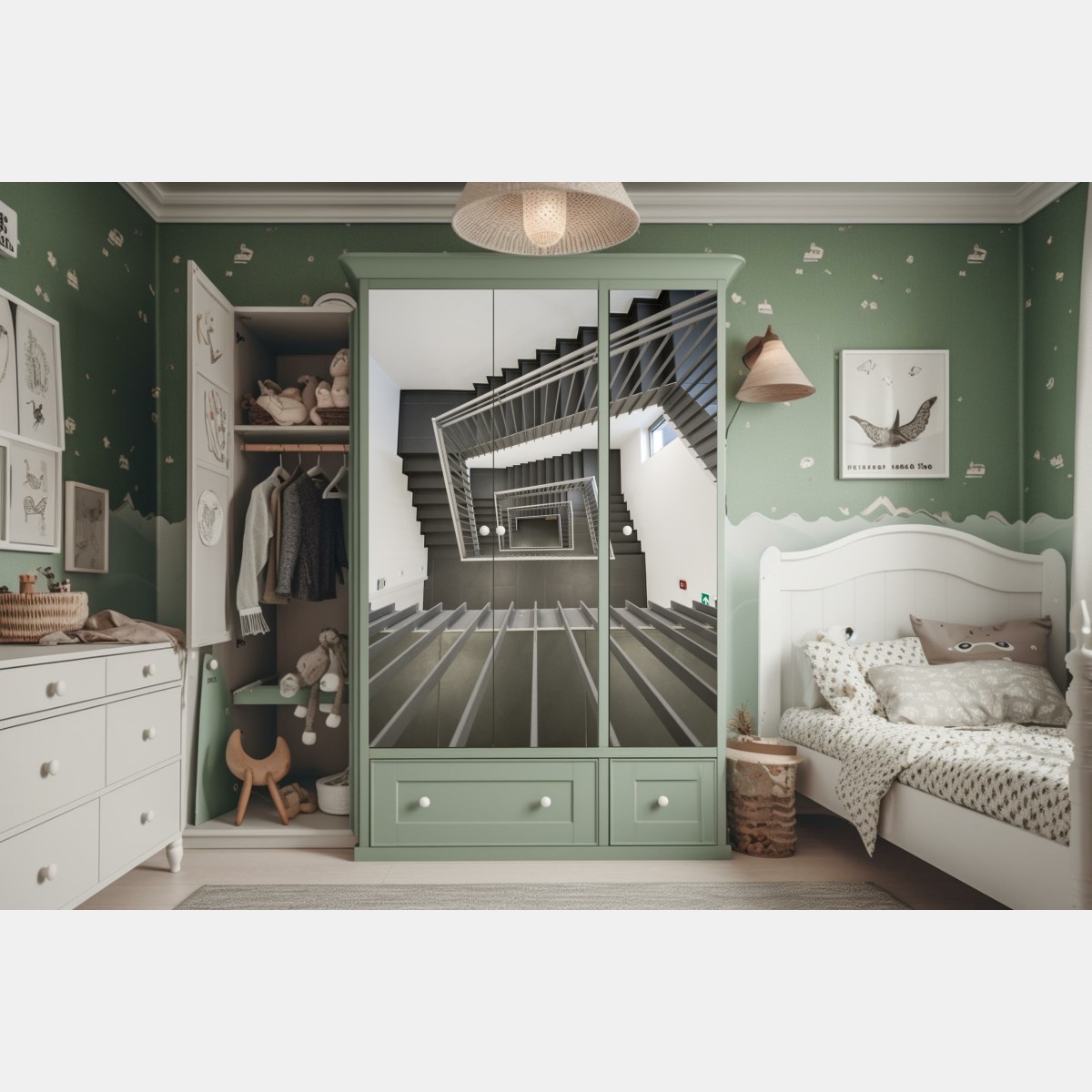 Schrankaufkleber geometrisches treppenhaus in perspektive – Wallnifity® Schrankaufkleber geometrisches treppenhaus in perspektive – Wallnifity®