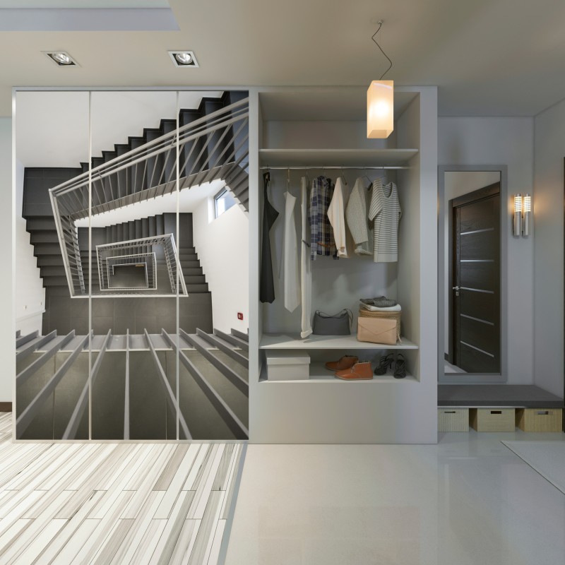 Schrankaufkleber geometrisches treppenhaus in perspektive – Wallnifity® Schrankaufkleber geometrisches treppenhaus in perspektive – Wallnifity®