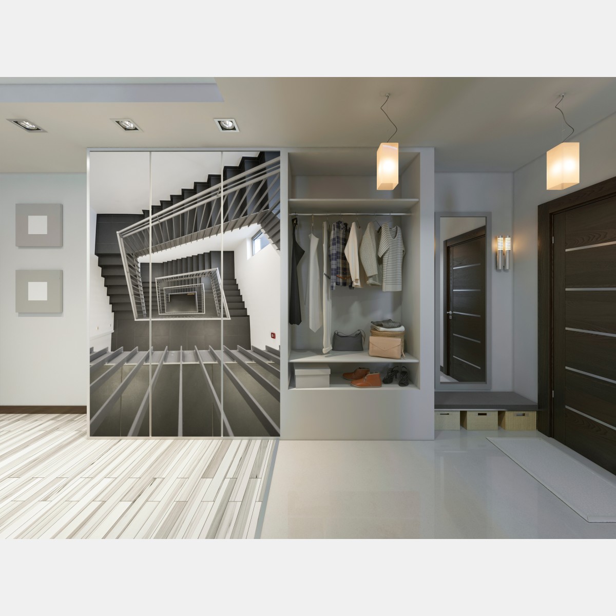 Schrankaufkleber geometrisches treppenhaus in perspektive – Wallnifity® Schrankaufkleber geometrisches treppenhaus in perspektive – Wallnifity®