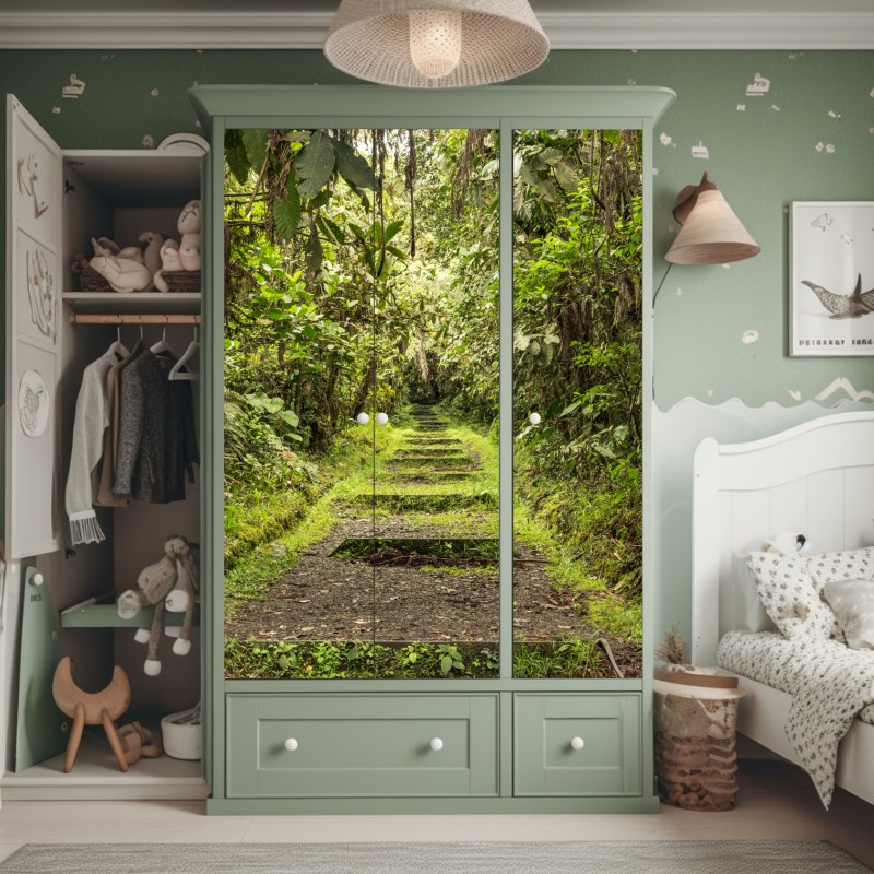 Schrankaufkleber rote mohnwiese im sonnenlicht – Wallnifity®