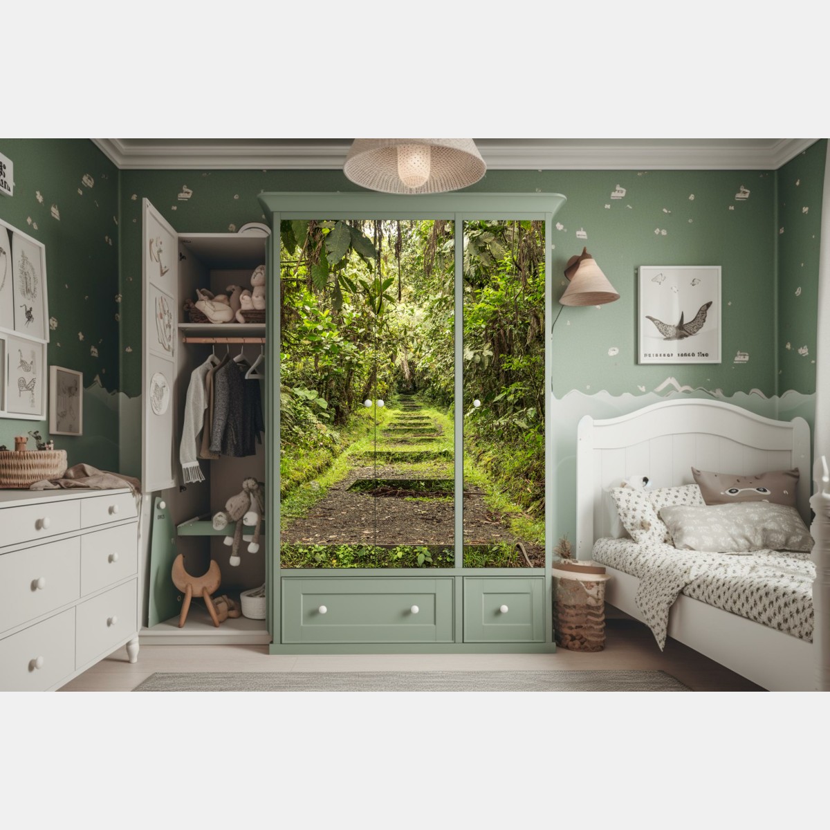 Schrankaufkleber pfad durch üppigen dschungel – Wallnifity® Schrankaufkleber pfad durch üppigen dschungel – Wallnifity®