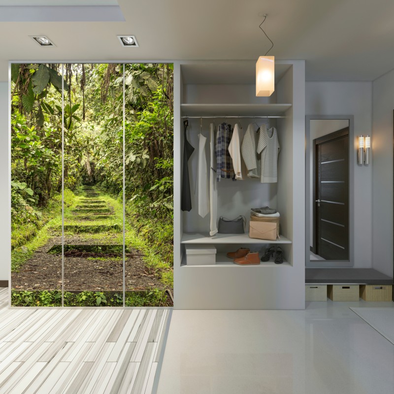 Schrankaufkleber pfad durch üppigen dschungel – Wallnifity® Schrankaufkleber pfad durch üppigen dschungel – Wallnifity®