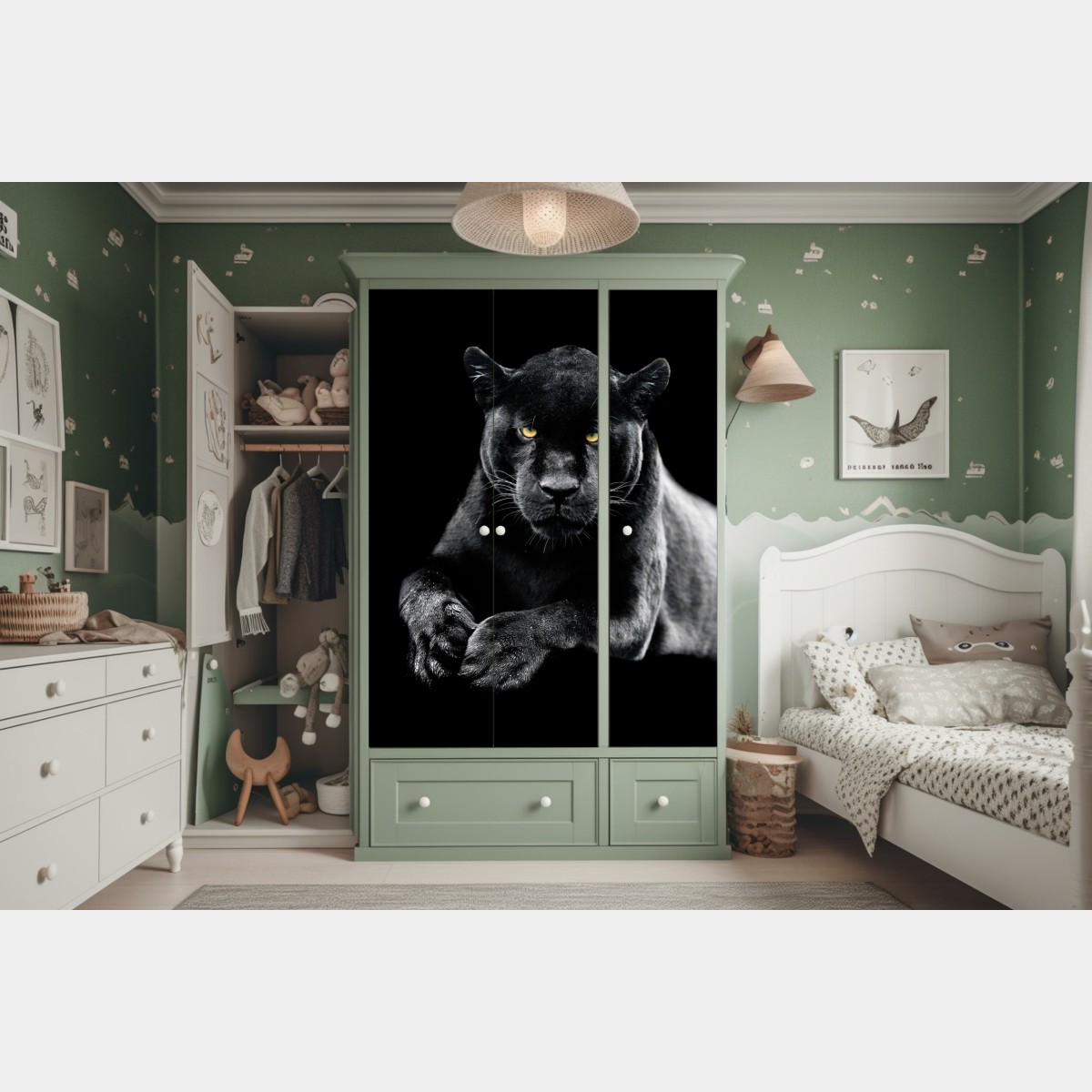 Schrankaufkleber porträt eines schwarzen panthers vor schwarzem hintergrund – Wallnifity® Schrankaufkleber porträt eines schwarzen panthers vor schwarzem hintergrund – Wallnifity®