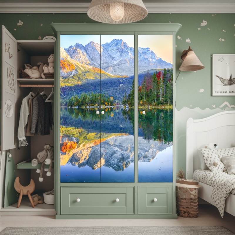 Schrankaufkleber berg Fuji spiegelung im see – Wallnifity®
