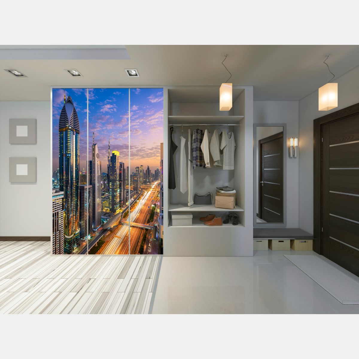 Schrankaufkleber stadtszene Dubais bei dämmerung – Wallnifity® Schrankaufkleber stadtszene Dubais bei dämmerung – Wallnifity®