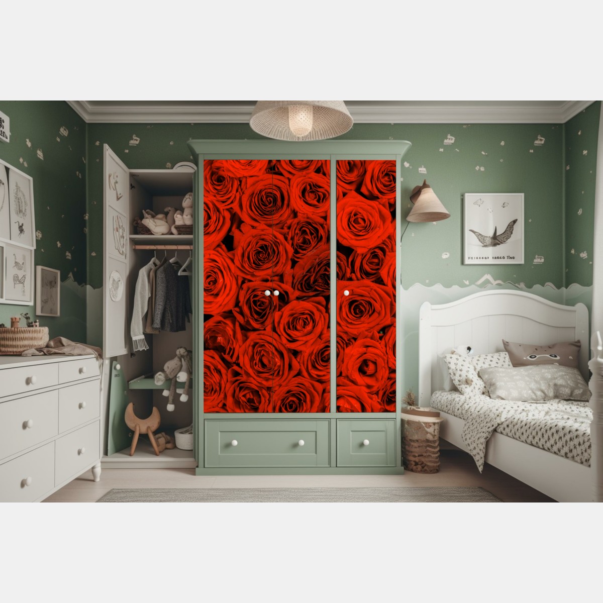 Schrankaufkleber prächtiger strauß roter rosen – Wallnifity® Schrankaufkleber prächtiger strauß roter rosen – Wallnifity®