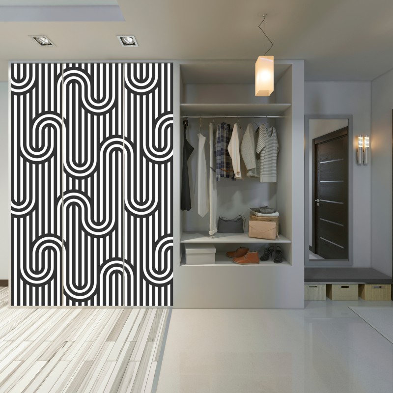 Schrankaufkleber schwarz-weiß geometrisches optisches muster – Wallnifity® Schrankaufkleber schwarz-weiß geometrisches optisches muster – Wallnifity®