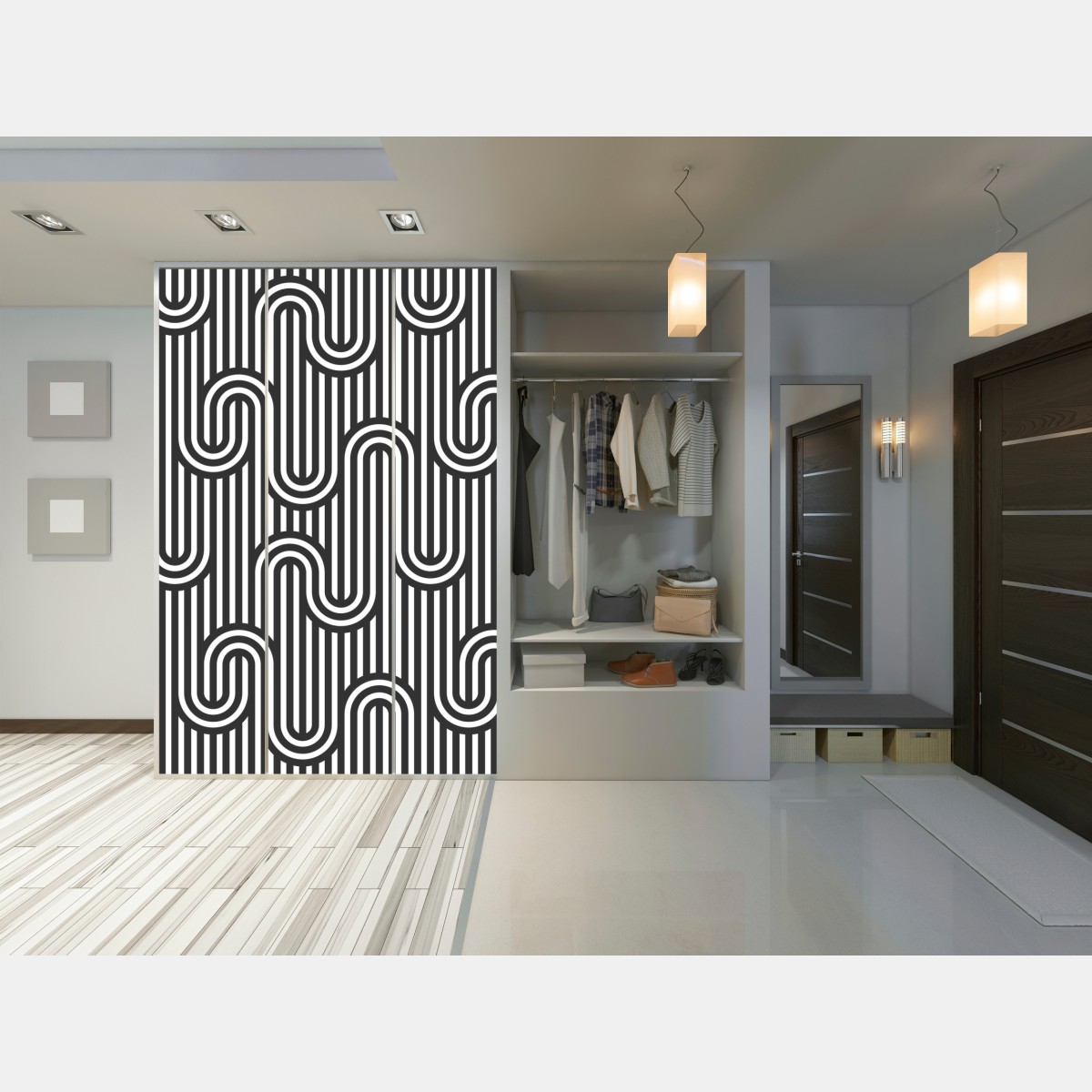 Schrankaufkleber schwarz-weiß geometrisches optisches muster – Wallnifity® Schrankaufkleber schwarz-weiß geometrisches optisches muster – Wallnifity®