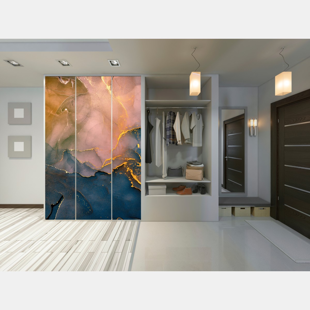 Schrankaufkleber blaues und goldenes abstraktes marmormotiv – Wallnifity® Schrankaufkleber blaues und goldenes abstraktes marmormotiv – Wallnifity®