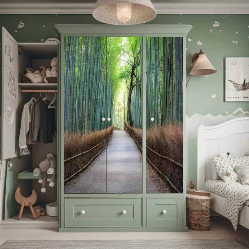 Schrankaufkleber ruhiger bambuswaldweg – Wallnifity® Schrankaufkleber ruhiger bambuswaldweg – Wallnifity®