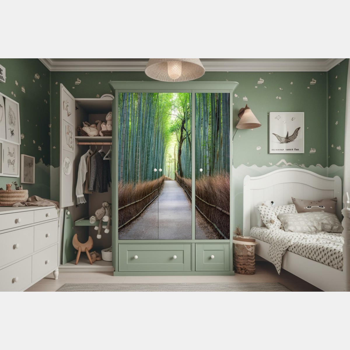 Schrankaufkleber ruhiger bambuswaldweg – Wallnifity® Schrankaufkleber ruhiger bambuswaldweg – Wallnifity®