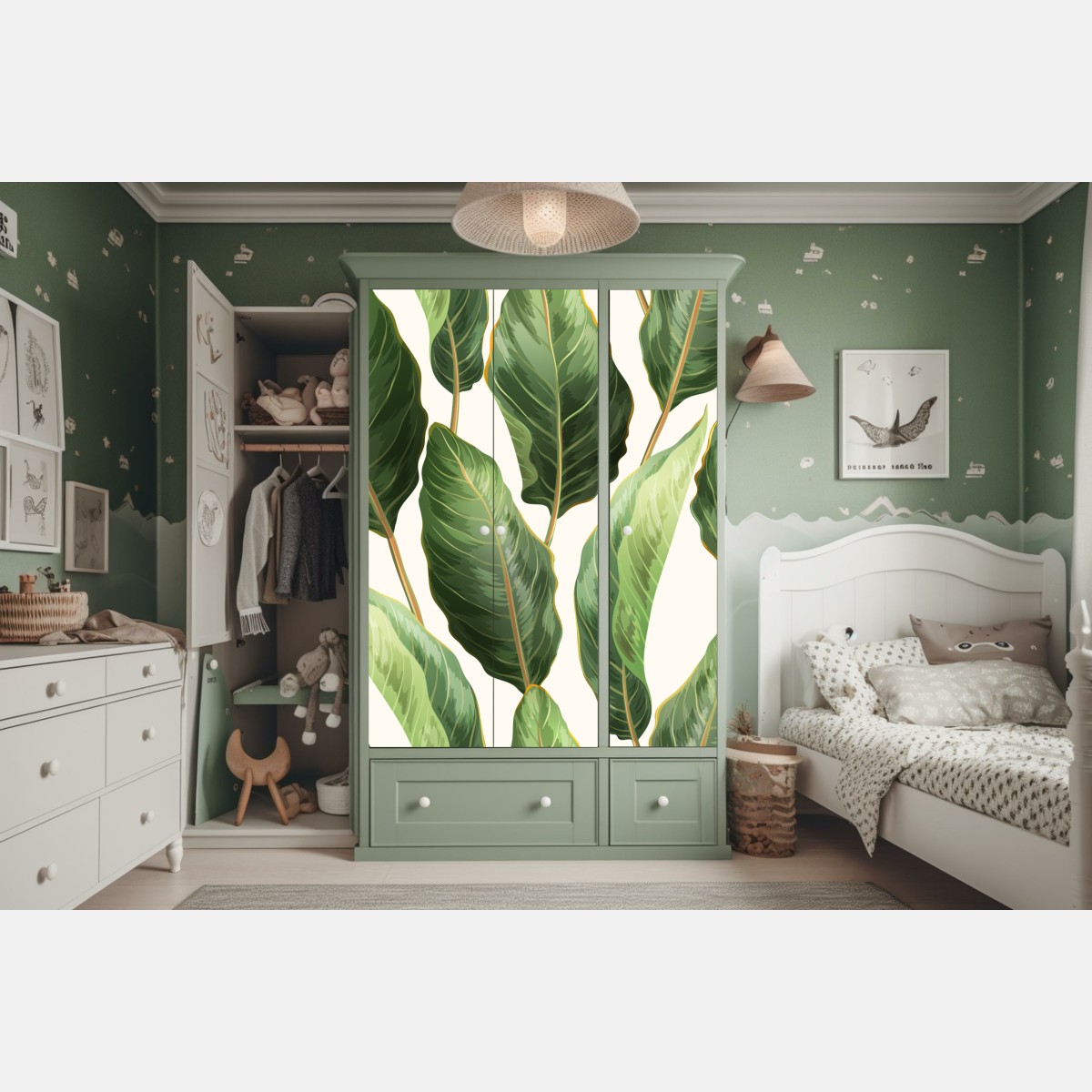 Schrankaufkleber tropisches bananenblattmuster – Wallnifity® Schrankaufkleber tropisches bananenblattmuster – Wallnifity®