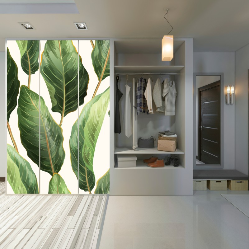Schrankaufkleber tropisches bananenblattmuster – Wallnifity® Schrankaufkleber tropisches bananenblattmuster – Wallnifity®