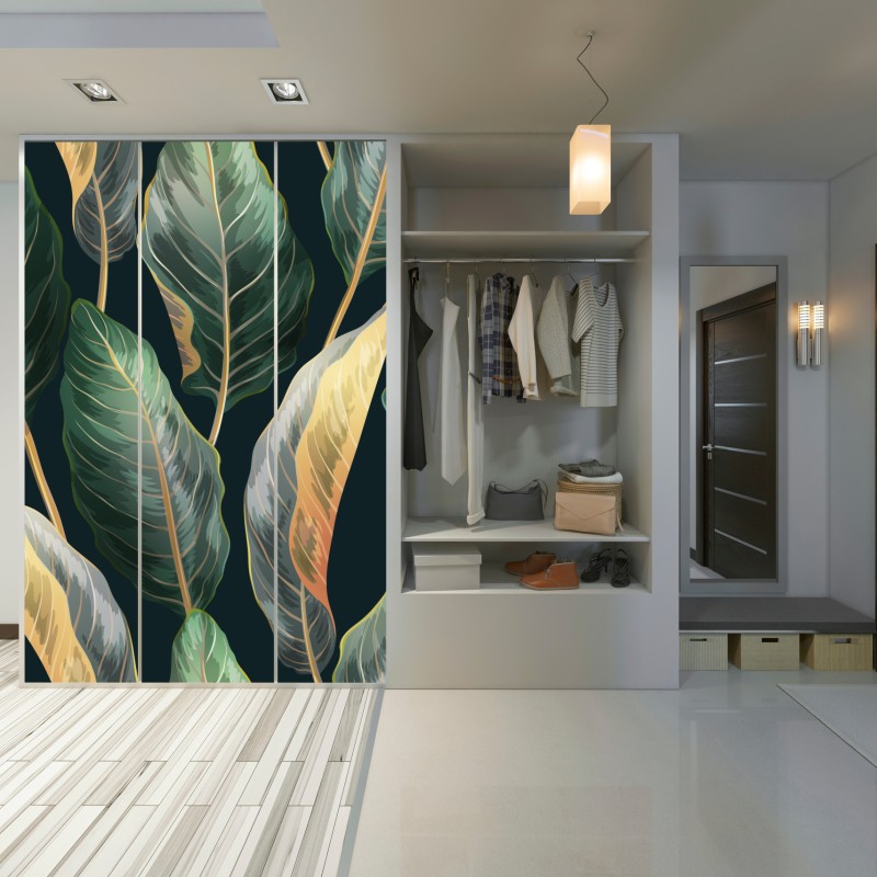 Schrankaufkleber vintage tropisches blättermuster – Wallnifity® Schrankaufkleber vintage tropisches blättermuster – Wallnifity®