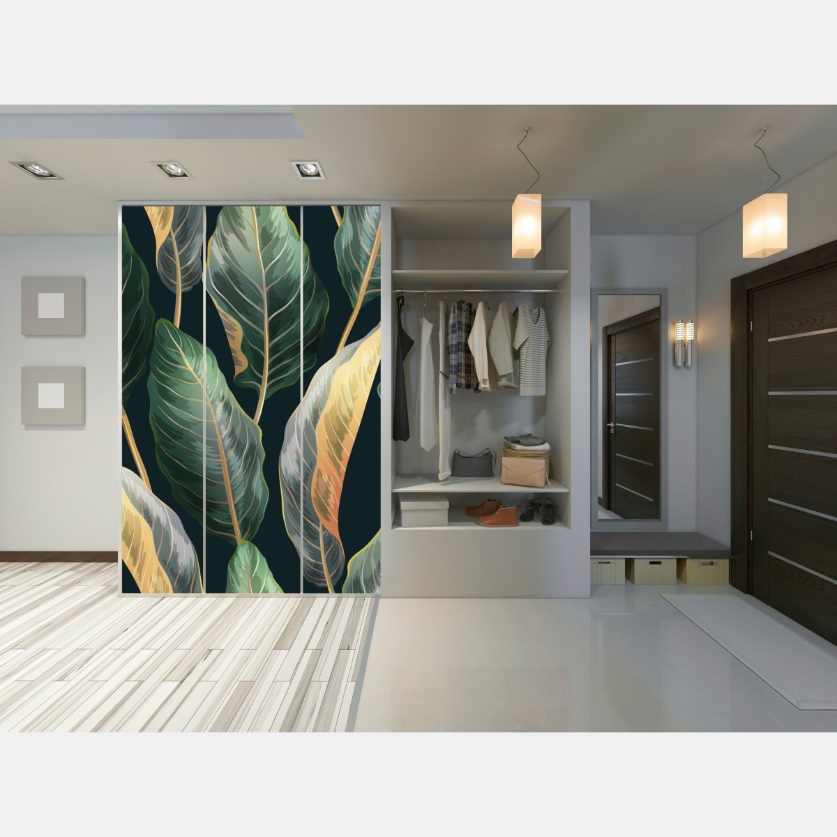 Schrankaufkleber vintage tropisches blättermuster – Wallnifity® Schrankaufkleber vintage tropisches blättermuster – Wallnifity®