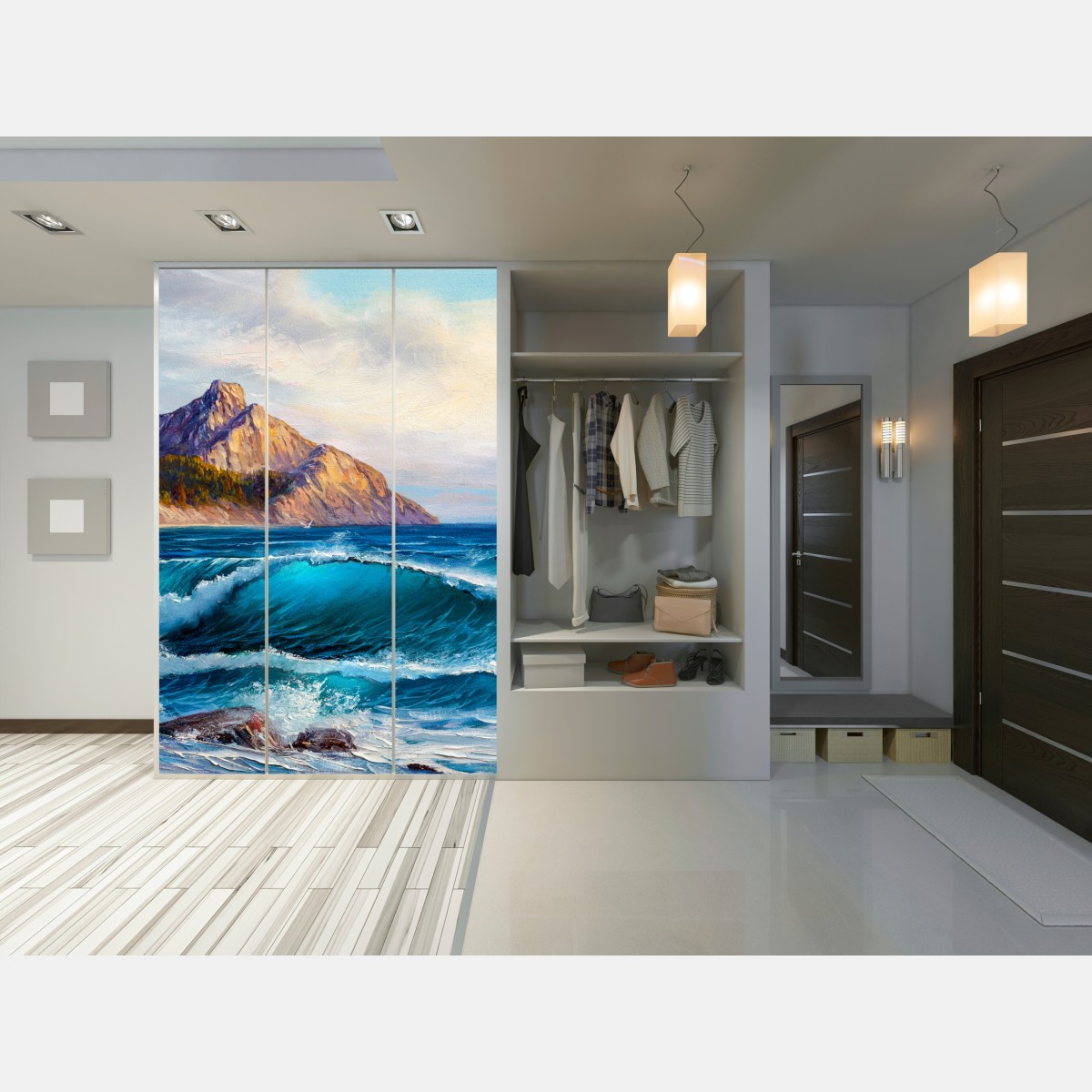 Schrankaufkleber türkisblaue welle - meereslandschaft in öl – Wallnifity® Schrankaufkleber türkisblaue welle - meereslandschaft in öl – Wallnifity®