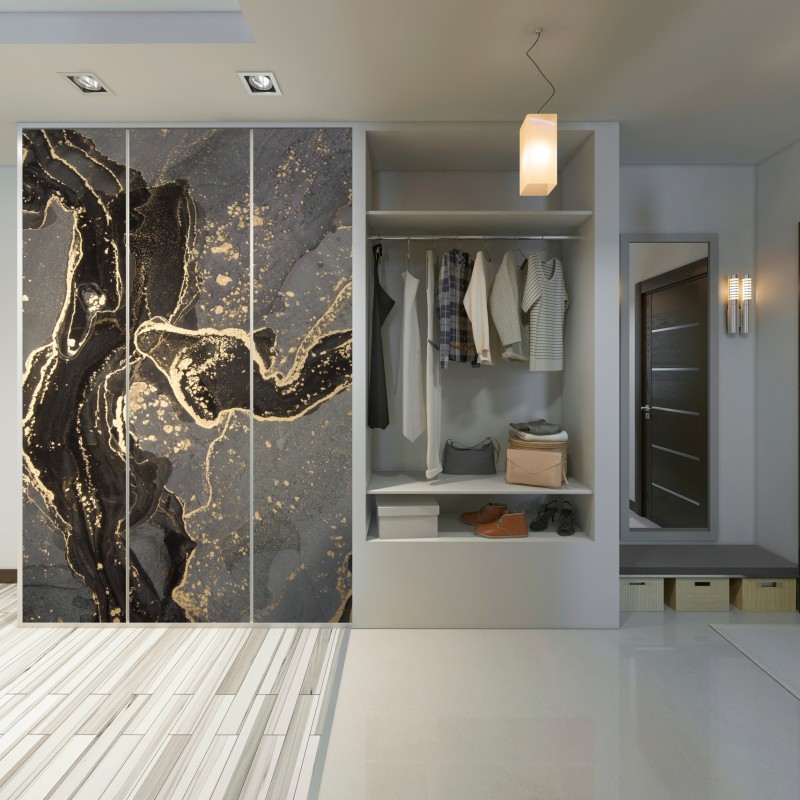 Schrankaufkleber luxuriöser schwarz-goldener marmor abstrakt – Wallnifity® Schrankaufkleber luxuriöser schwarz-goldener marmor abstrakt – Wallnifity®