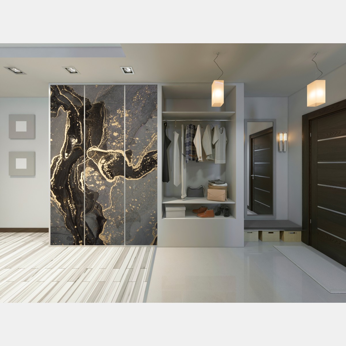 Schrankaufkleber luxuriöser schwarz-goldener marmor abstrakt – Wallnifity® Schrankaufkleber luxuriöser schwarz-goldener marmor abstrakt – Wallnifity®