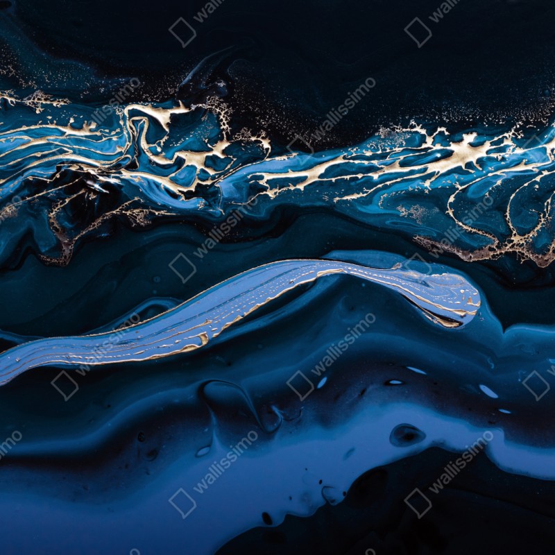 Schrankaufkleber marineblaue und goldene abstraktion – Wallnifity®