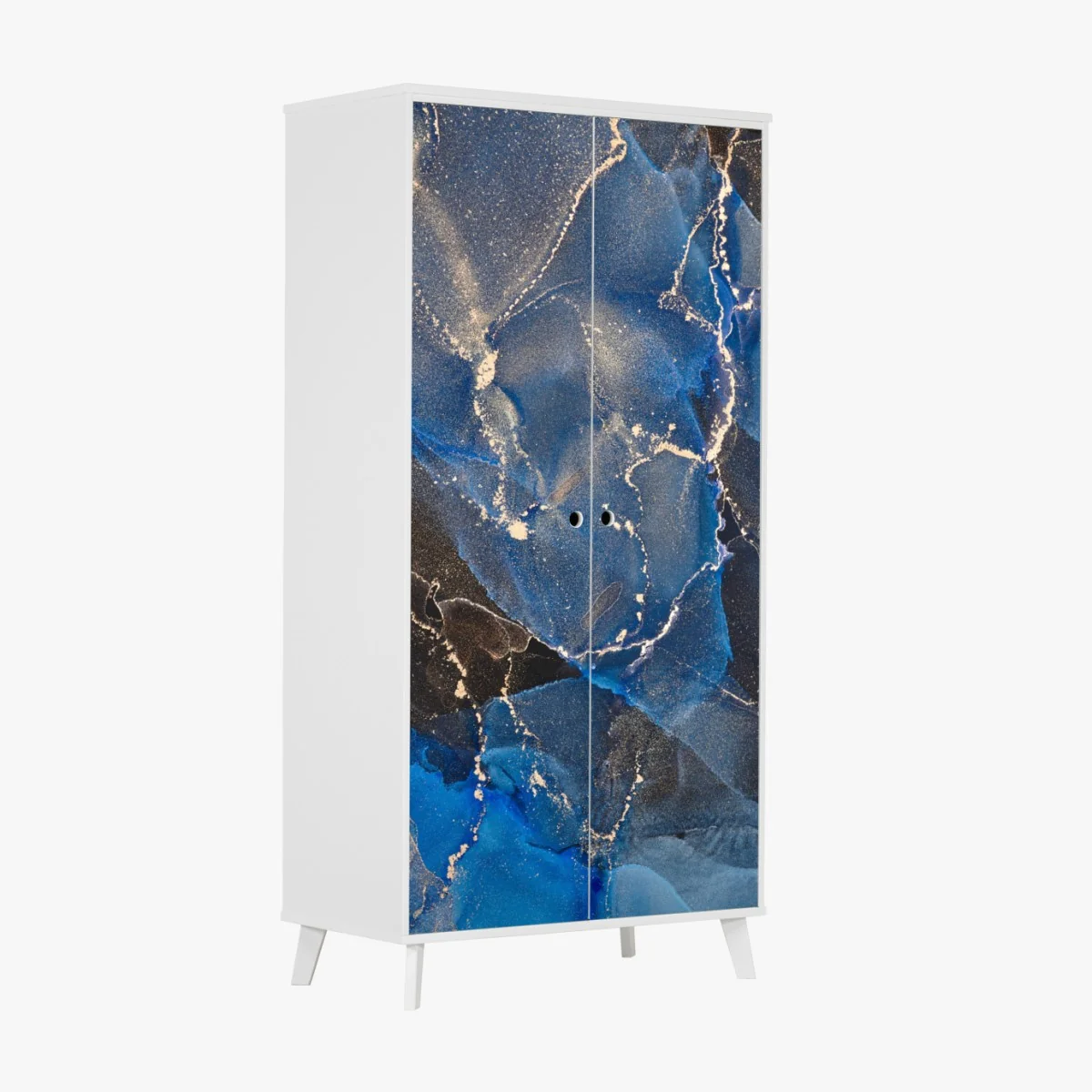 Schrankaufkleber luxuriöse blaue und goldene abstrakte wellen – Wallnifity® Schrankaufkleber luxuriöse blaue und goldene abstrakte wellen – Wallnifity®