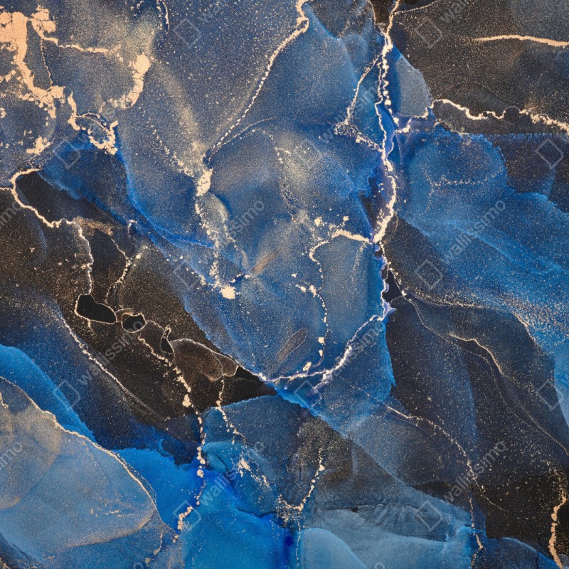 Schrankaufkleber luxuriöse blaue und goldene abstrakte wellen – Wallnifity® Schrankaufkleber luxuriöse blaue und goldene abstrakte wellen – Wallnifity®