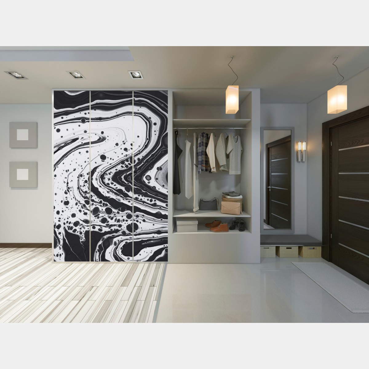 Schrankaufkleber schwarz-weißes marmormuster – Wallnifity® Schrankaufkleber schwarz-weißes marmormuster – Wallnifity®