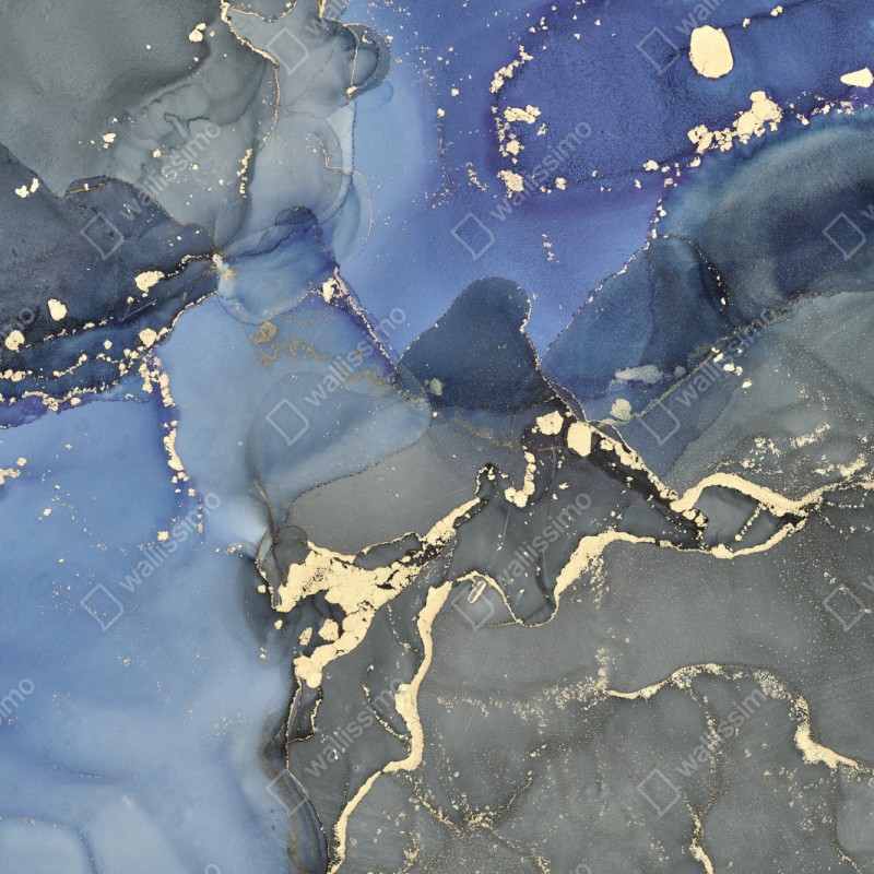 Schrankaufkleber luxuriöse blau-goldene abstraktion – Wallnifity® Schrankaufkleber luxuriöse blau-goldene abstraktion – Wallnifity®